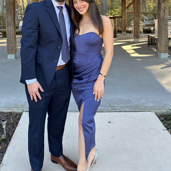 Blue ASOS satin strapless dress from Nordstrom - Picture 4 of 4